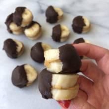 Gluten-free Chocolate Dipped Nut Butter Banana Bites