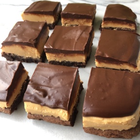 Nine gluten-free Buckeye Brownies