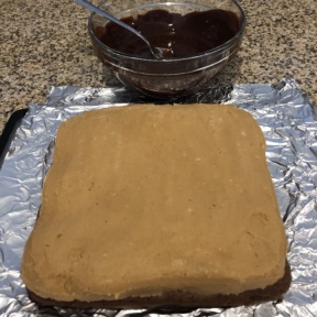 Making Buckeye Brownies for dessert