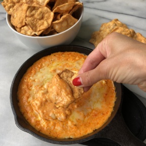 Buffalo Dip with Popcorners buffalo protein crisps