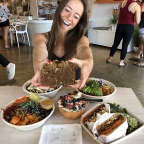 Jackie and the banana bread at Vibe Organic Kitchen