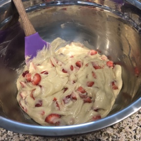 Making Strawberry Cake Bars