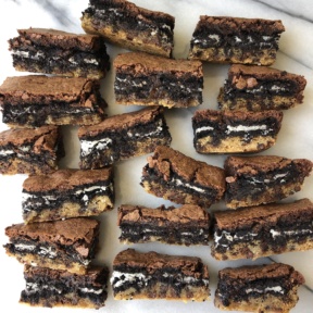 Chocolate Creme Cookie Stuffed Brookies