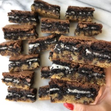 Dairy-free Chocolate Creme Cookie Stuffed Brookies