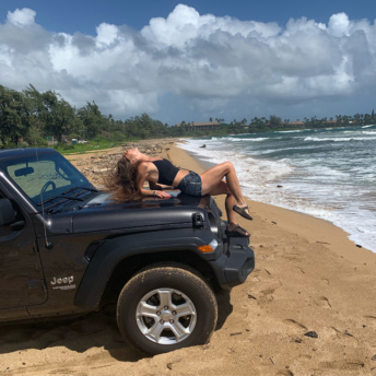 Jackie on a Jeep in Kauai