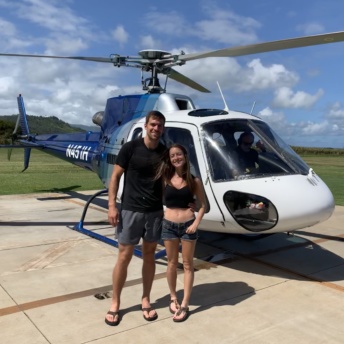 Jackie and Brendan on a helicopter ride