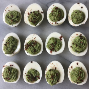 Green eggs aka Avocado Deviled Eggs