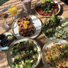 Gluten-free vegan brunch spread from Fresh