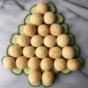 Making a gluten-free Brazilian cheese bread Christmas tree