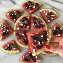 Delicious gluten-free Mediterranean Watermelon Pizza