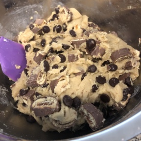 Making batter for Chocolate Caramel Blondies