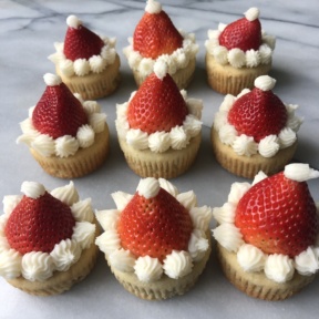 Santa Hat Cupcakes with strawberries