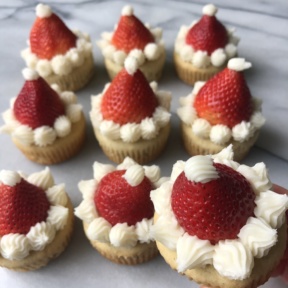 Nine Santa Hat Cupcakes