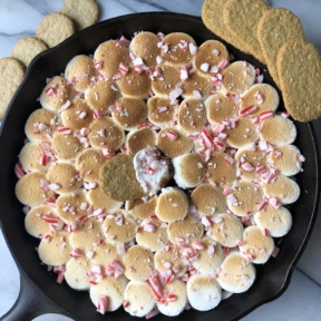 Peppermint S'mores Skillet Dip with oat grahams