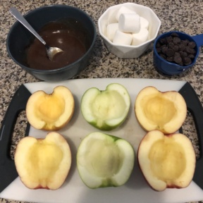 Making S'mores Apple Cups