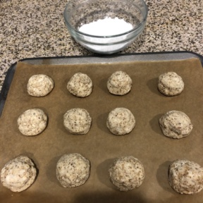 Making gluten-free Chocolate Stuffed Snowball Cookies