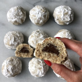 Vegan Chocolate Stuffed Snowball Cookies