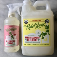 Gluten-free cleaning spray and laundry detergent by Rebel Green