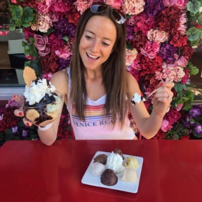 Jackie eating gelato Fatamorgana Gelato in LA