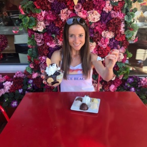 Jackie eating gelato at Fatamorgana Gelato