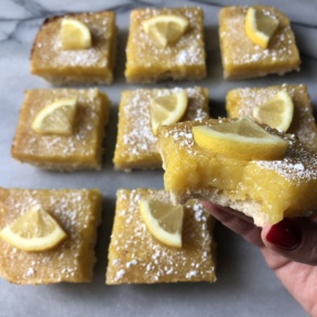 Gluten-free Lemon Squares with powdered sugar