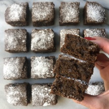 Stack of gluten-free Gingerbread Brownies