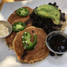 Gluten-free cornbread jalapeno pancakes from Sage Vegan Bistro