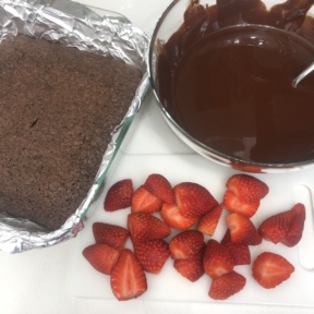 Making Strawberry Stuffed Brownies