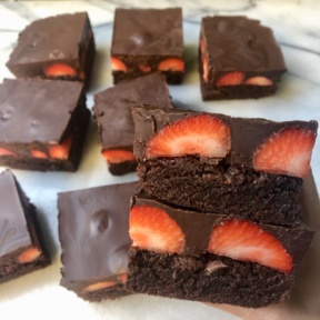 Delicious gluten-free Strawberry Stuffed Brownies