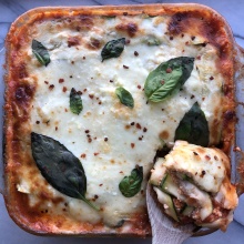 A slice of Zucchini Lasagna with Chicken