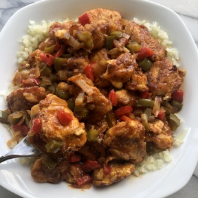 Gluten-free Sweet & Sour Chicken over Cauliflower Rice