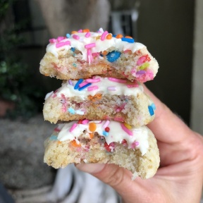 Stack of gluten-free Funfetti Cookies