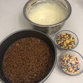Making gluten-free Funfetti Cheesecake