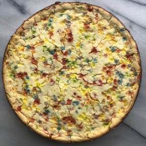 Gluten-free Funfetti Cheesecake out of the oven