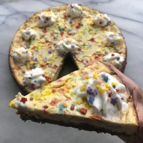 Delicious slice of gluten-free Funfetti Cheesecake