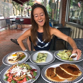 Jackie McEwan eating at New Canaan Diner