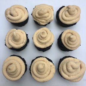 Peanut Butter Creme Cookie Stuffed Brownie Cupcakes with Buttercream Frosting