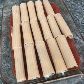 Making gluten-free Cheese Manicotti