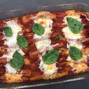 Cheese Manicotti and basil