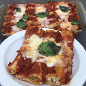 Gluten-free Cheese Manicotti and basil