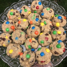 Gluten-free Monster Cookies on a platter