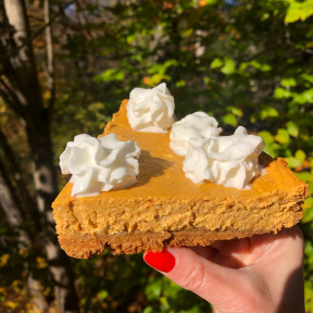 Slice of gluten-free Pumpkin Cheesecake