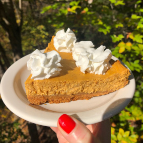 Gluten-free Pumpkin Cheesecake with whipped cream