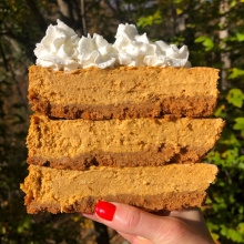 Stack of gluten-free Pumpkin Cheesecake