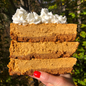 Stack of gluten-free Pumpkin Cheesecake