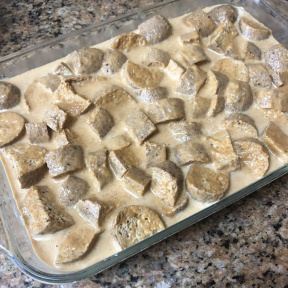 Making gluten-free Pumpkin Bread Pudding