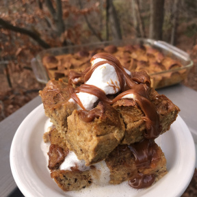 Stack of Pumpkin Bread Pudding