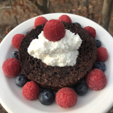 Three Ingredient Chocolate Mug Cake with whipped topping