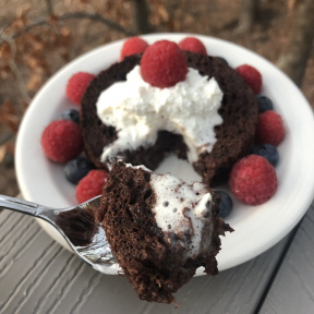 Bite of Three Ingredient Chocolate Mug Cake