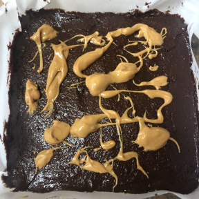 Making Peanut Butter Swirl Brownies